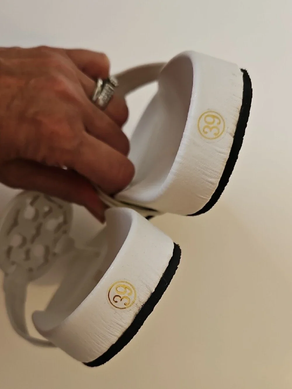 BNiB Tory Burch White Miller Cloud Logo Thong Sandals